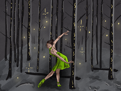 ballerina in the forest design digital art drawing graphic design illustration procreate