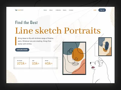 Digital Artwork Website Design art art platform art website artist artwork clean typography digital art digital artwork landing page line art ui design ux design website design
