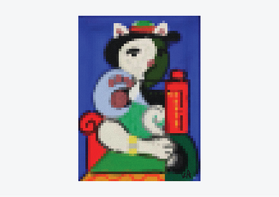 pixel cat picasso cat graphic design illustration