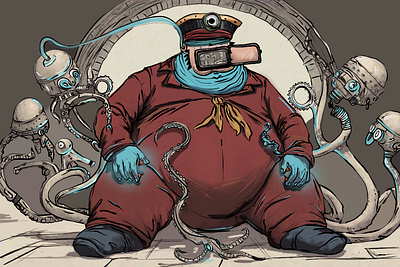 Fat Captain comic art concept art illustration