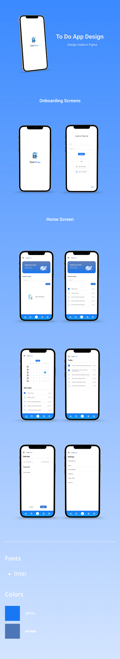 To Do app design - TaskNinja app design product design todo todoapp todos ui ui design uiux uiux design ux