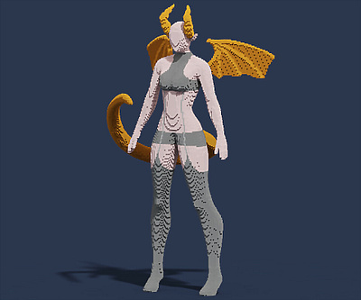Dragon girl 3d grafhic design illustration nft pixel