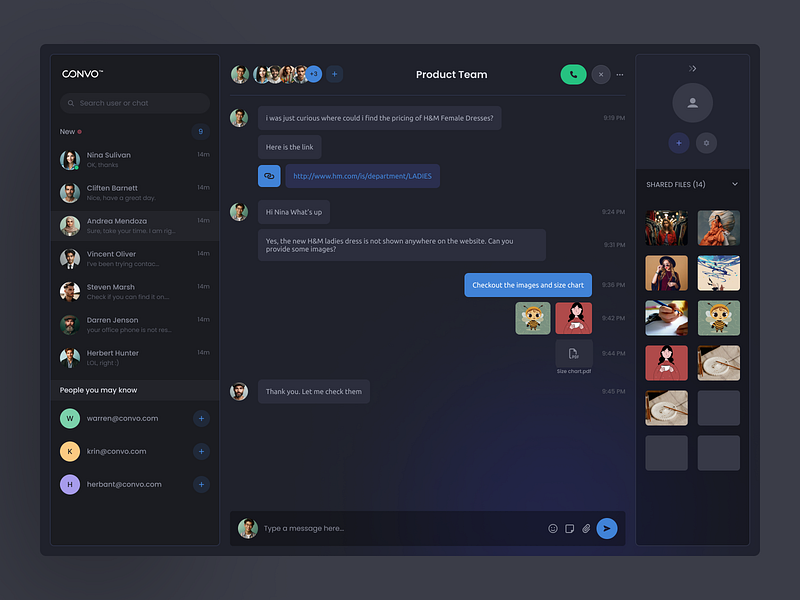 Big Chat (dark theme) big chat bigchat black chat chat in dark chat window chatting app collaboration dark mode dark theme desktop chat follow group group chat message app ui uiux