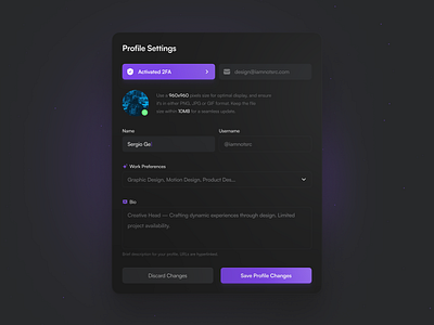 ⚙️ Profile Settings 2fa buttons design figma graphic design modal product product design save ui ux