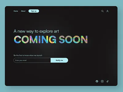 DAY 048 / COMING SOON 048 art coming soon daily daily ui dark mode desktop landing page mockup notify sign up ui wireframe