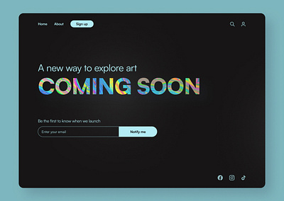 DAY 048 / COMING SOON 048 art coming soon daily daily ui dark mode desktop landing page mockup notify sign up ui wireframe