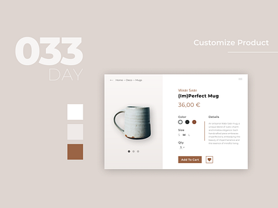 Daily UI Challenge Day #033 - Customize Product customize daily ui dailyui draft ecommerce eshop home decor pick a color potery product ui challenge