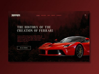 Design Concept for the site about Ferrari history design ferrari graphic design history homepage red ui ux