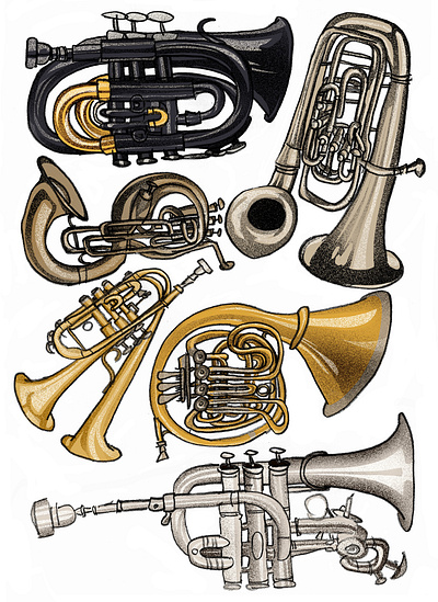 Wind Instruments adobe photoshop digital fast sketch illustration instruments musical instruments procreate sketch sketching uglyart