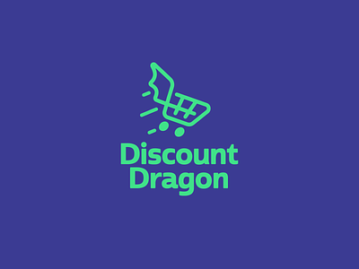 Discount Dragon cart creative dragon dragon logo flying fun grocery kreatank logo logo design playful shopping shopping cart webstore