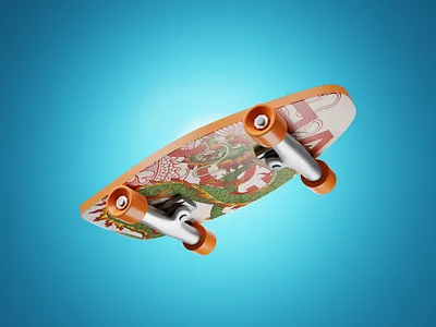 Skateboard 3D 3d 3d art 3d design 3d element asian blender branding design dragon graphic design illustration japanese mobile motion graphics render skateboard typography ui ux web design