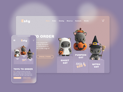 Design Concept for the shop ESTY about knitted toys concept design graphic design home page knitting light color toys ui ux