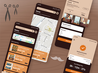 Barbershop Booking App barbershop graphic design mobile ui app ui