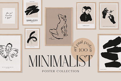 Minimalist Prints Posters abstract bohemian ink matisse minimal modern gallery portrait poster design print silhouette wall art woman