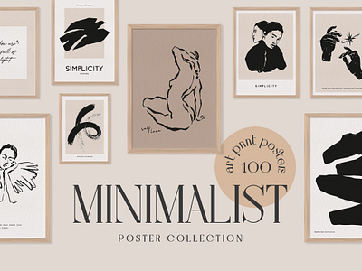 Minimalist Prints Posters abstract bohemian ink matisse minimal modern gallery portrait poster design print silhouette wall art woman