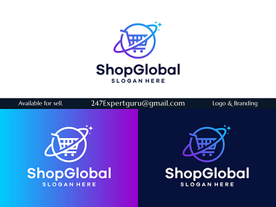 Shopping cart logo design template with globe design vector 3d animation branding graphic design logo motion graphics vector logo design