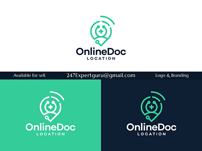 Stethoscope logo design template with signal wifi and pin 3d animation branding graphic design logo motion graphics vector logo design