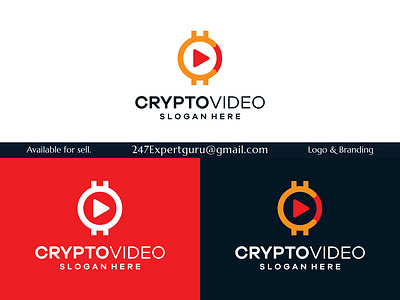 Coin crypto logo design template with play video button 3d animation branding graphic design logo motion graphics vector logo design