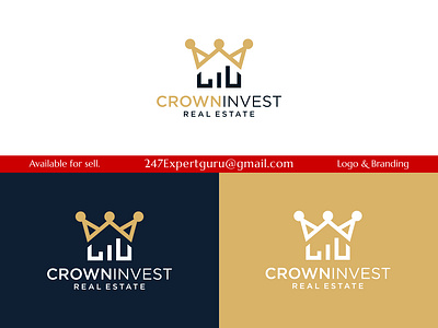 Crown logo design template with building house and chart 3d branding graphic design investment logo logo motion graphics