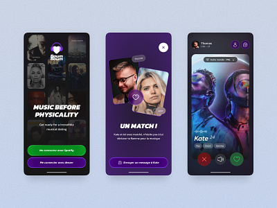 BoumBoum - Match with the music app dating design like mobile music swipe tinder ui