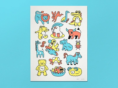 Limited Edition Print Pt. V alligator bear bug bull capybara design dodo duck fish frog giraffe horse icon lion logo poster print rabbit sheep turtle