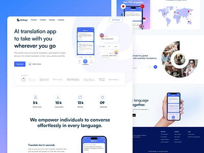 Landing Page Brilingo: AI Language Translator App ai translate landingpage language translate landing page translator app