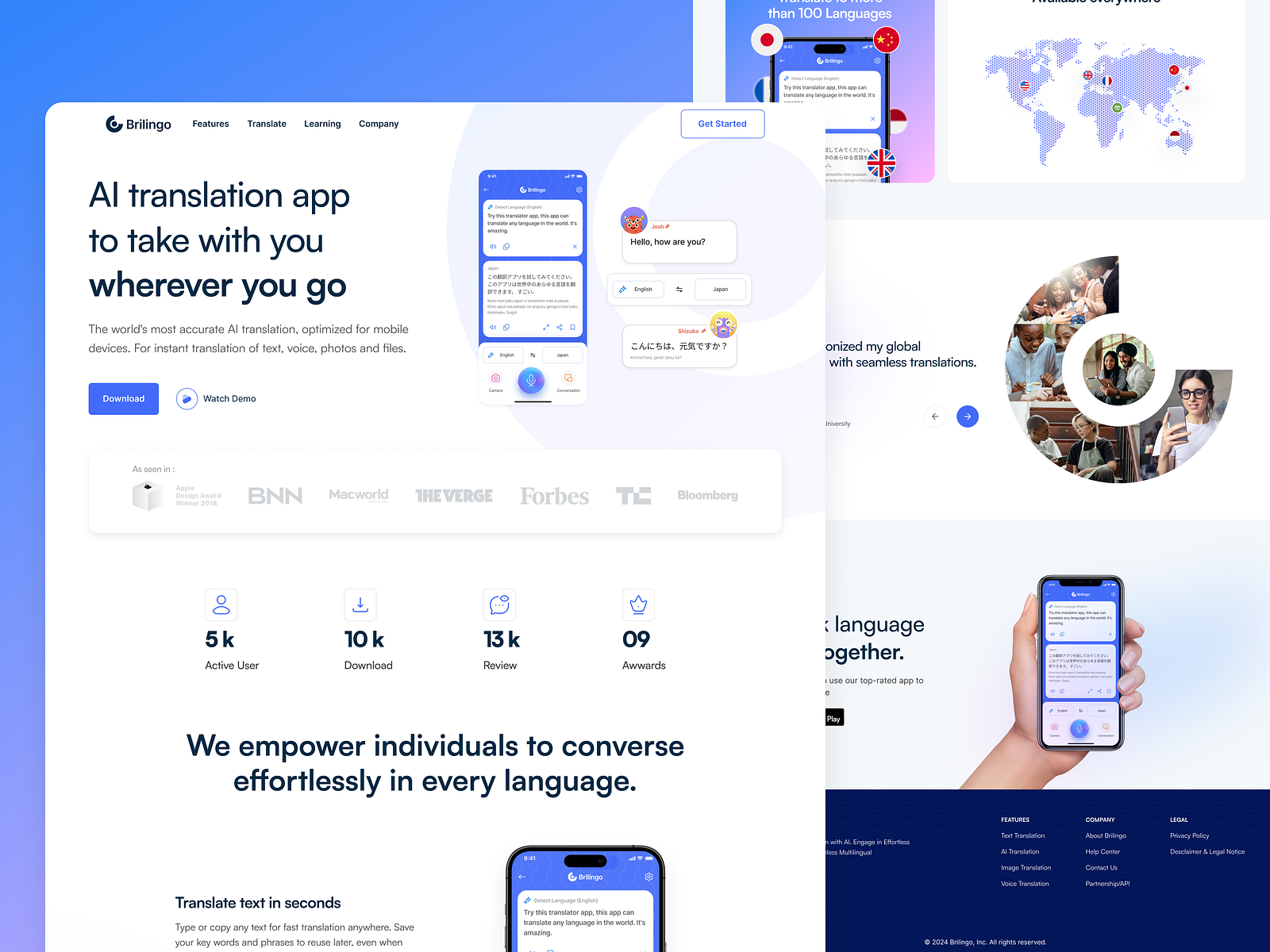 Landing Page Brilingo AI Language Translator App by Rizki fajri for