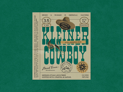 The Little Cowboy beer brand identity beer branding beer label beer label design branding emeryville graphic design illustration illustrator label design packaging packaging design type typography wondrous brewing co