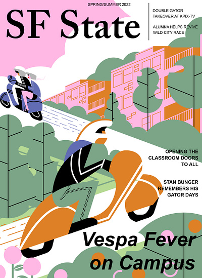 Vespa Madness hits San Francisco State University abstract branding contemporary design editorial illustration illustrator vector