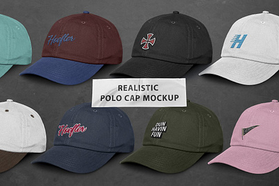 Realistic Polo Cap Mockup apparel baseball baseball hat mockup caps hat mokcup polo cap polo caps polo hat realistic polo cap mockup