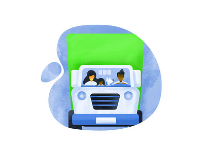 Truck branding design family graphic design icon illustration line minimal moving retro simple truck ui