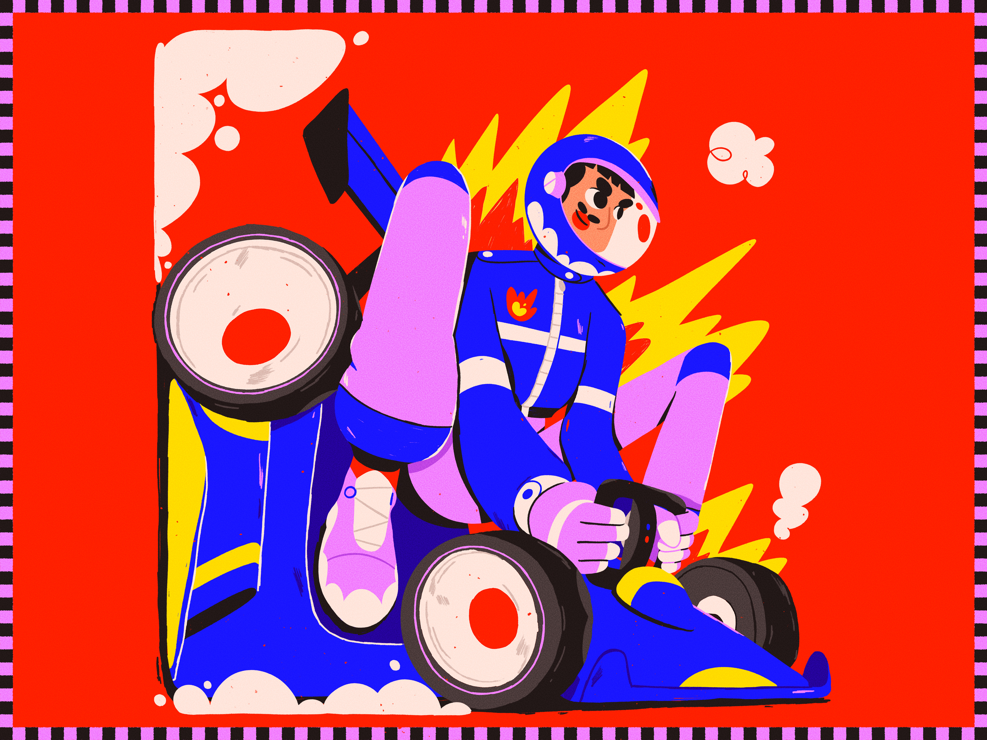 F1 Racer art autosport bright car character design f1 formula1 funny illustration race racer sport