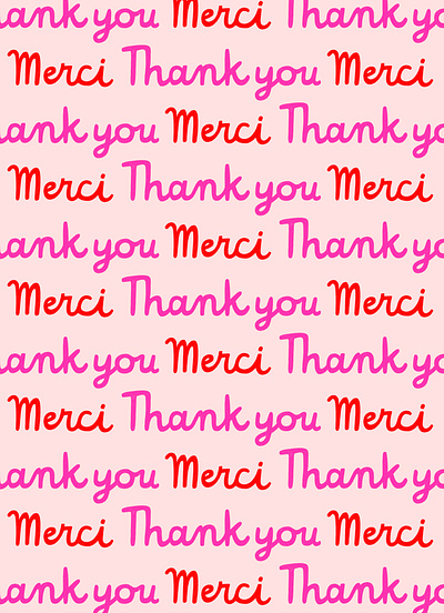 Merci Thank You greeting card lettering pattern surface design thank you