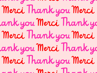 Merci Thank You greeting card lettering pattern surface design thank you