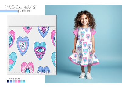 Magical hearts pattern abstract boho design fabric fashion graphic design kidsdesign mystical pattern textile vector