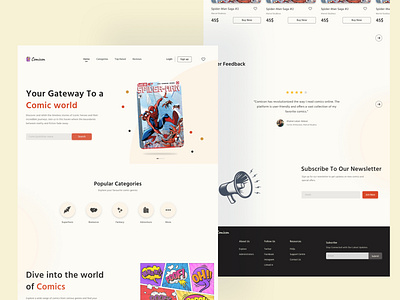 Comicon - Landing page UI design adobe photoshop book website comic figma graphic design home page landing page minimal ui design superhero ui