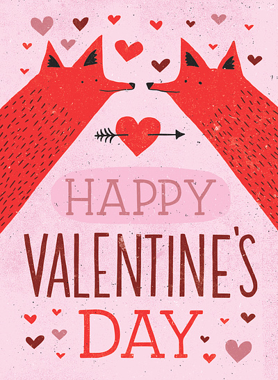Fox Valentine's Day Card art licensing fox greeting card illustration lettering love surface design valentines day
