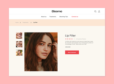 Bloome website banner bloome branding button dailyui experience face home interface landing page menu treatment ui ux ui web website