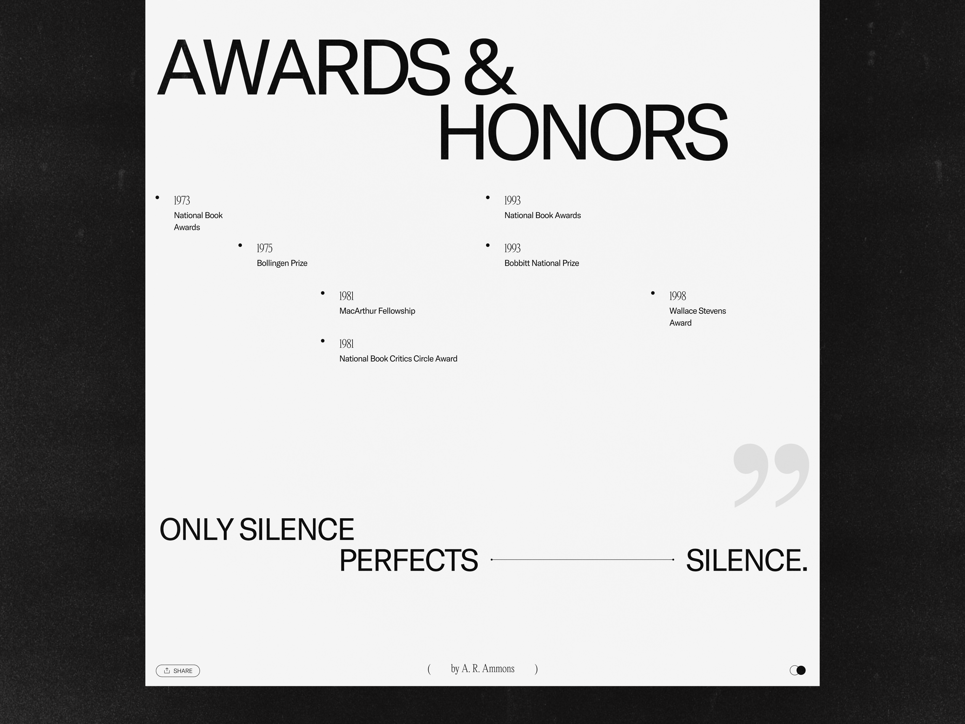 Ammons Poems Website Design culture design editorial education graphic design interface literature minimalism poems poet poetry ui user experience ux web web design web layout web pages website website design