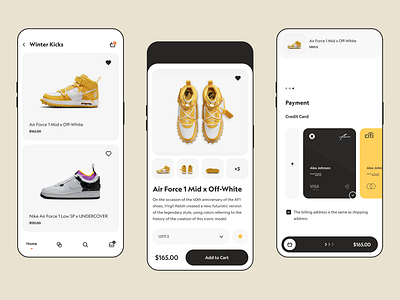 Kickz Store app design ecommerce estore minimal mobile mobile app payment shoes shop store ui ux