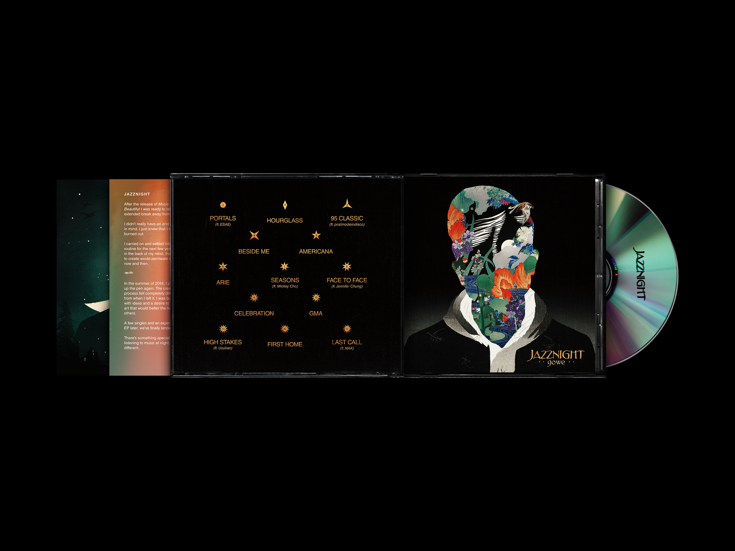 Jazznight — Jewel Case Packaging album album cover artwork cd compact disc herm the younger hermtheyounger illustration jewel case liner notes lp tracklist typography