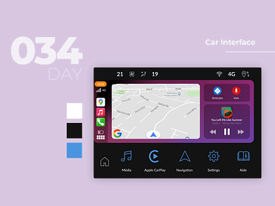 Daily UI Challenge Day #034 - Car Automotive Interface apple carplay automotive interface car interface carplay daily ui dailyui day 034 peugeot 308 ui challenge