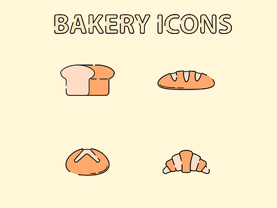 Cute Bakery Icons icon vector