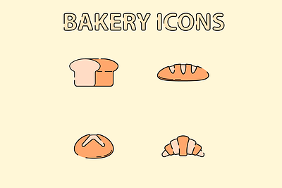 Cute Bakery Icons icon vector