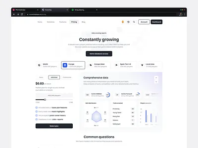 Pricing Plans for Football Teams design figma football light mode pricing scouting soccer ui ui design user interface