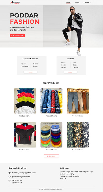 Website design for a local fabric merchant. graphic design ui website design