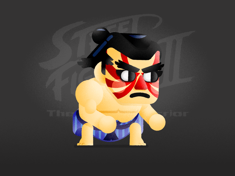 E. Honda Animated | Street Fighter II Tribute animated animation character design cute gif graphic design honda kawaii motion graphics sticker street fighter videogame