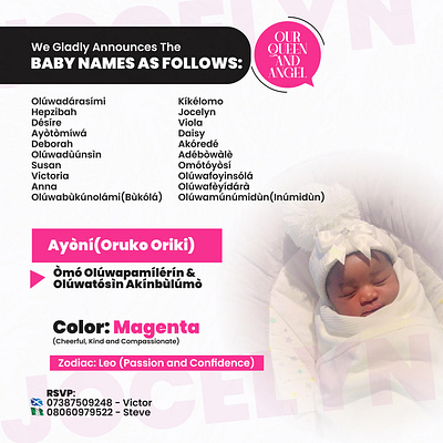 NAMING CEREMONY FLYER DESIGN branding ceremony flyer graphic design motion graphics