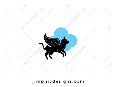 Angel Cat Logo branding cat clouds design graphic design heaven logo pet vector wings