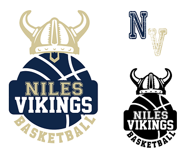 Niles Vikings Basketball Warmups adobe basketball creative gold graphic design illustrator jerseys logo minimal navy niles procreate sports vikings